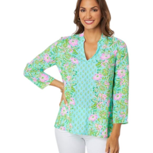 NWT Lilly Pulitzer Luna Bay Tunic Surf Blue Oh Diamond Girl Engineered Size XL - Picture 1 of 9